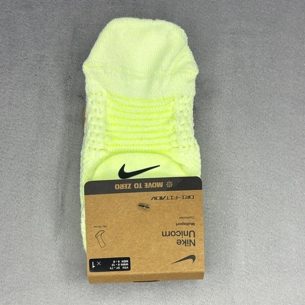 Nike Dri-FIT ADV No Show Socks Neon Yellow Sz M 6-10 Women 6-8 Men